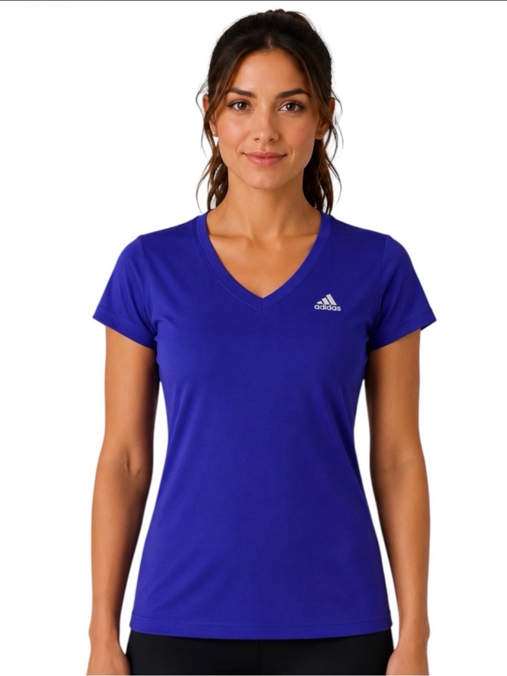 Adidas Climalite Ultimate Tee Purple V-Neck Athletic Shirt Women’s Size Medium